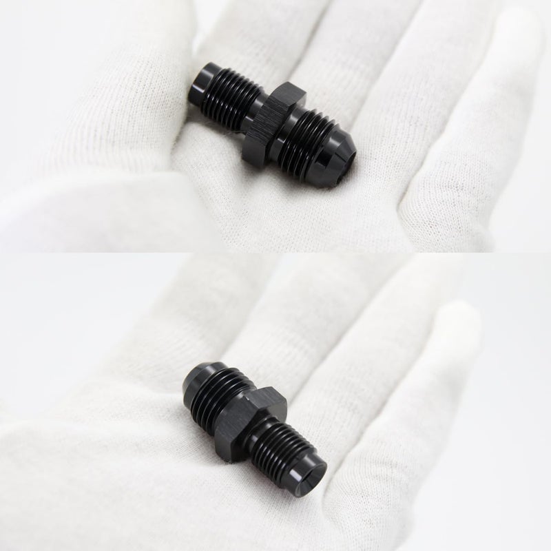 KRD PERFORMANCE Aluminum -6AN AN6 Male Flare to 7/16 x 24 Male Thread Inverted Seat Adaptor Fittings Inv Flare Connector, Black, Pack of 2 - Image 5